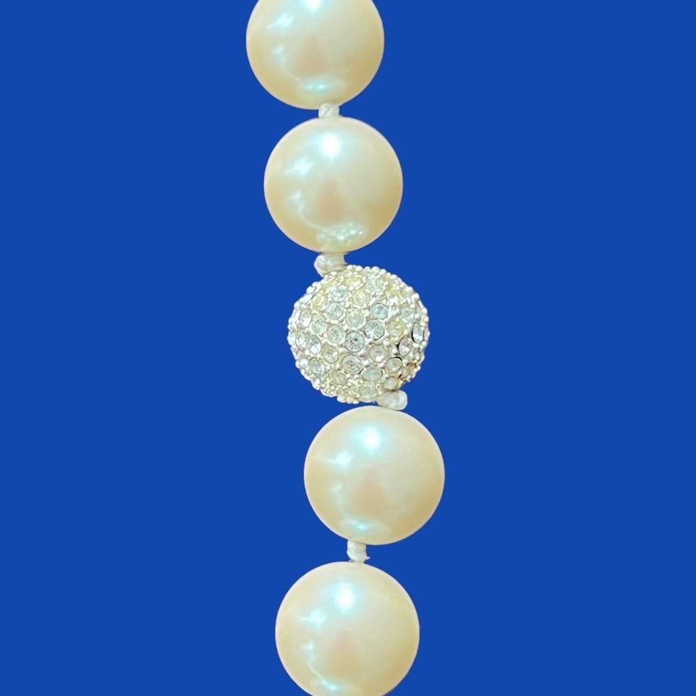 Carolee Choker Necklace Faux Pearl Rhinestone Wedding Bridal Prom Single Strand - Picture 6 of 8